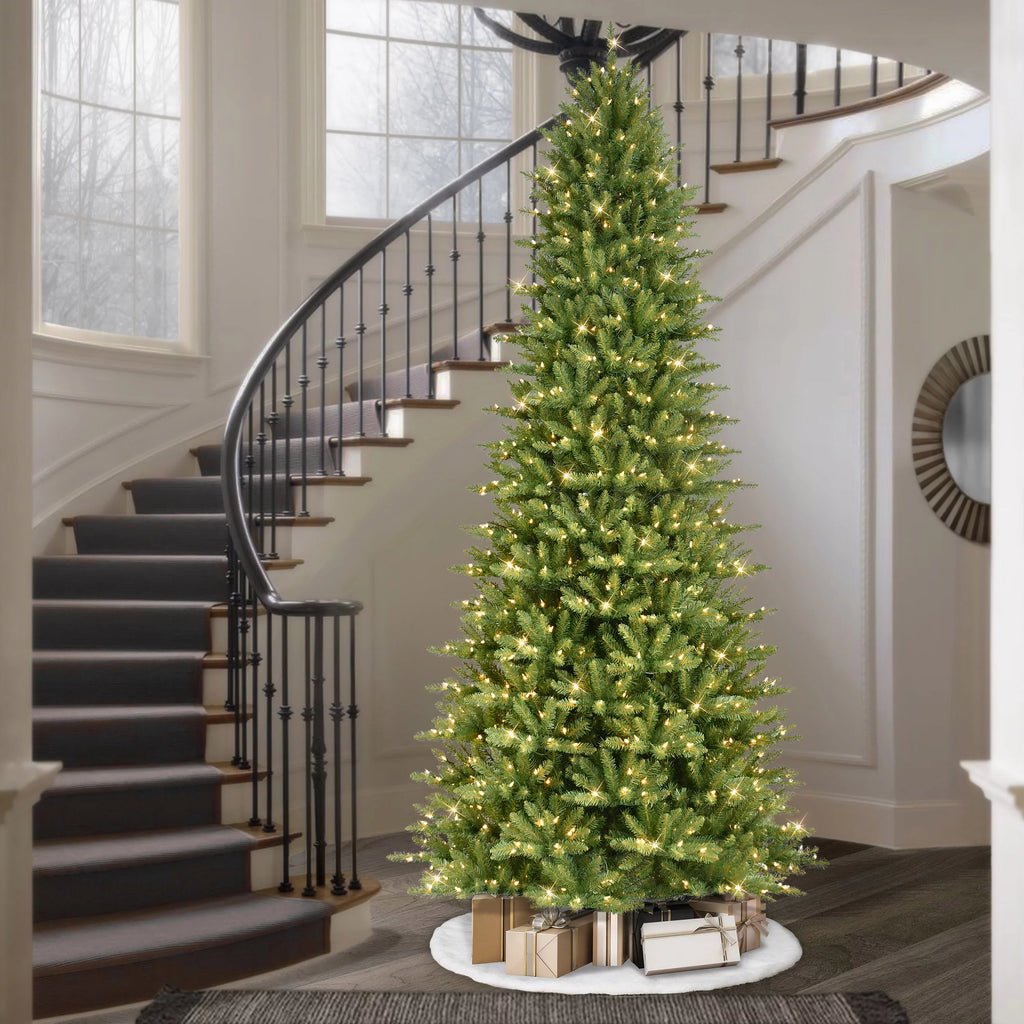 Pre-lit Slim Fraser Fir Artificial Christmas Tree 800 UL listed Clear Lights. 9 ft