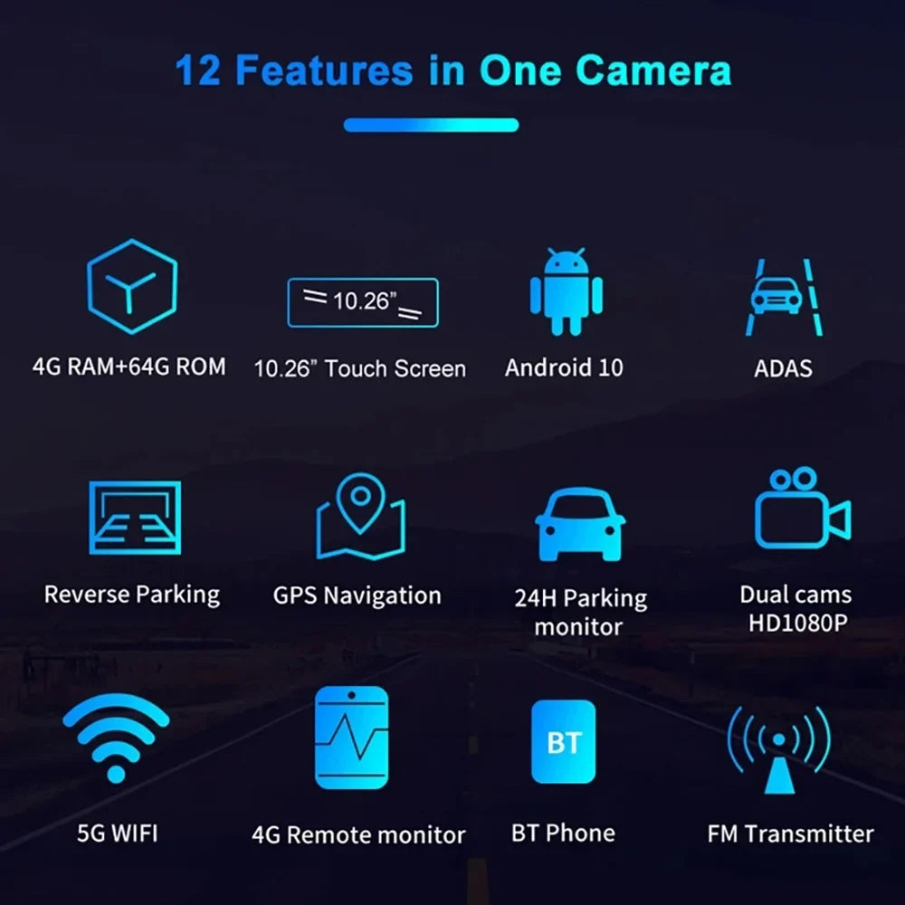 OWSOO Dual Camera Car DVR Android 10.0 GPS Navigation Dashcam Night Vision