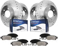 Detroit Axle - Brake Kit for 2012-2020  F-150 Drilled & Slotted Disc Brake Rotors and Ceramic Brakes Pads 2013 2014 2015 2016 2017 2018 2019 Front and Rear Replacement