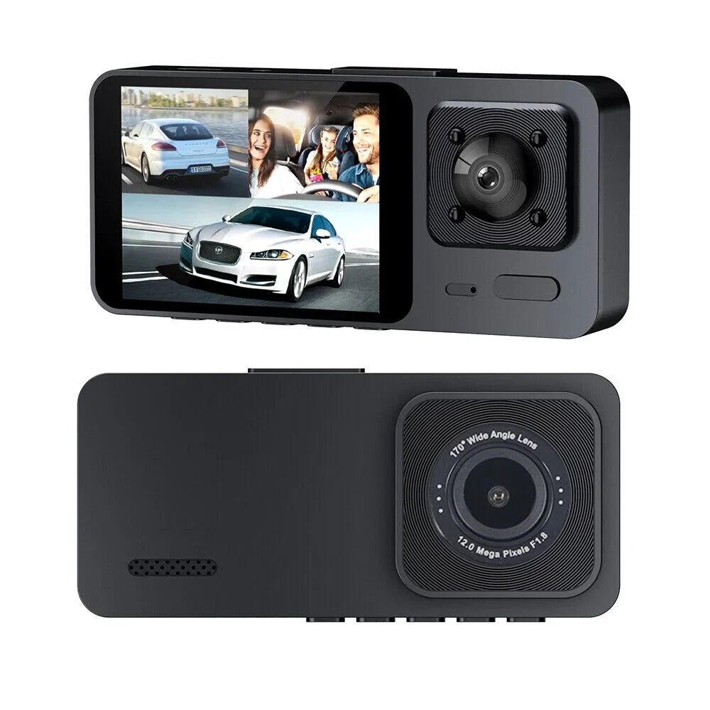 Paddsun Car Dual Lens Dash Camera Cam HD 1080P Front/Rear/Inside Video Recorder G-Sensor