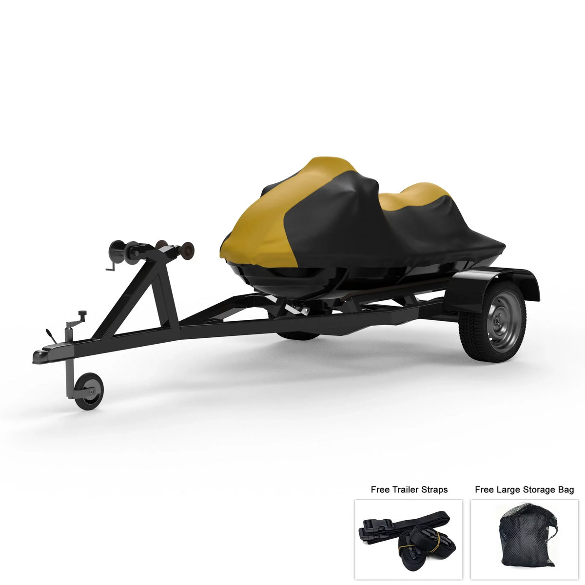 Weatherproof Jet Ski wrap For YAMAHA Wave Runner FX Limited SVHO 2017-2018 - YELLOW / Black - All climate - Trailerable - Protects from Rain, Sun, & More! Includes Trailer Straps & Storage Bag