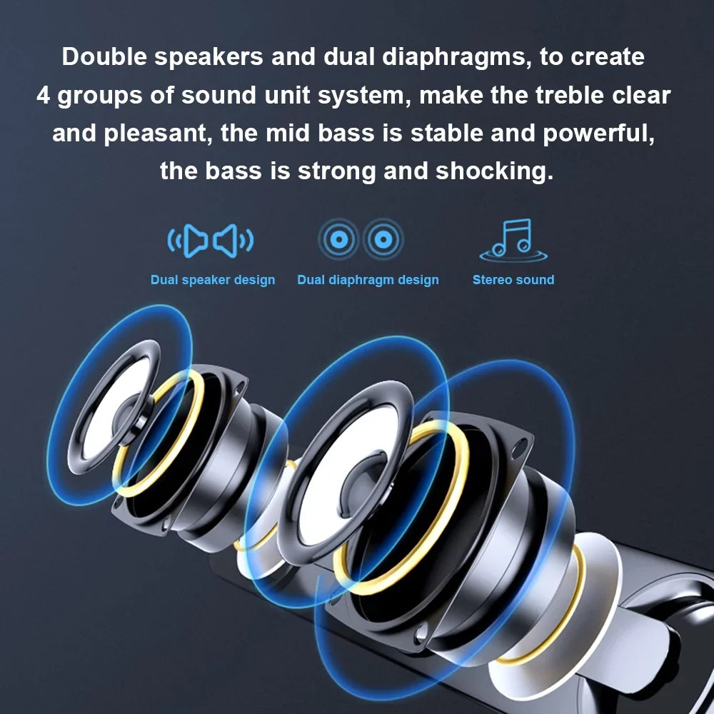 Carevas V-111 Computer Speaker USB Wired Powerful Bar Stereo Subwoofer Bass Speaker Surround Sound Box for PC Laptop Phone Tablet MP3 MP4