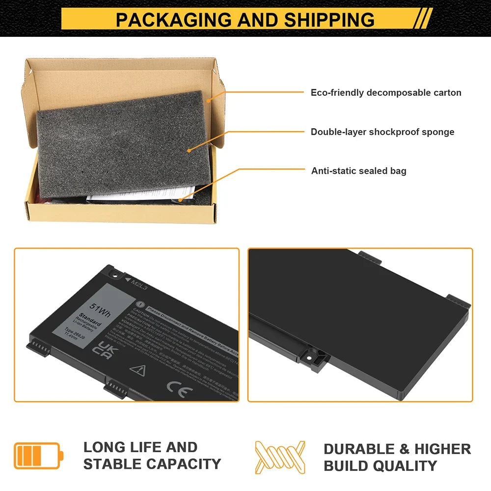 For  Battery G3 15 3590 51Wh 11.4V 4265mAh 415CG M4GWP PN1VN 266J9