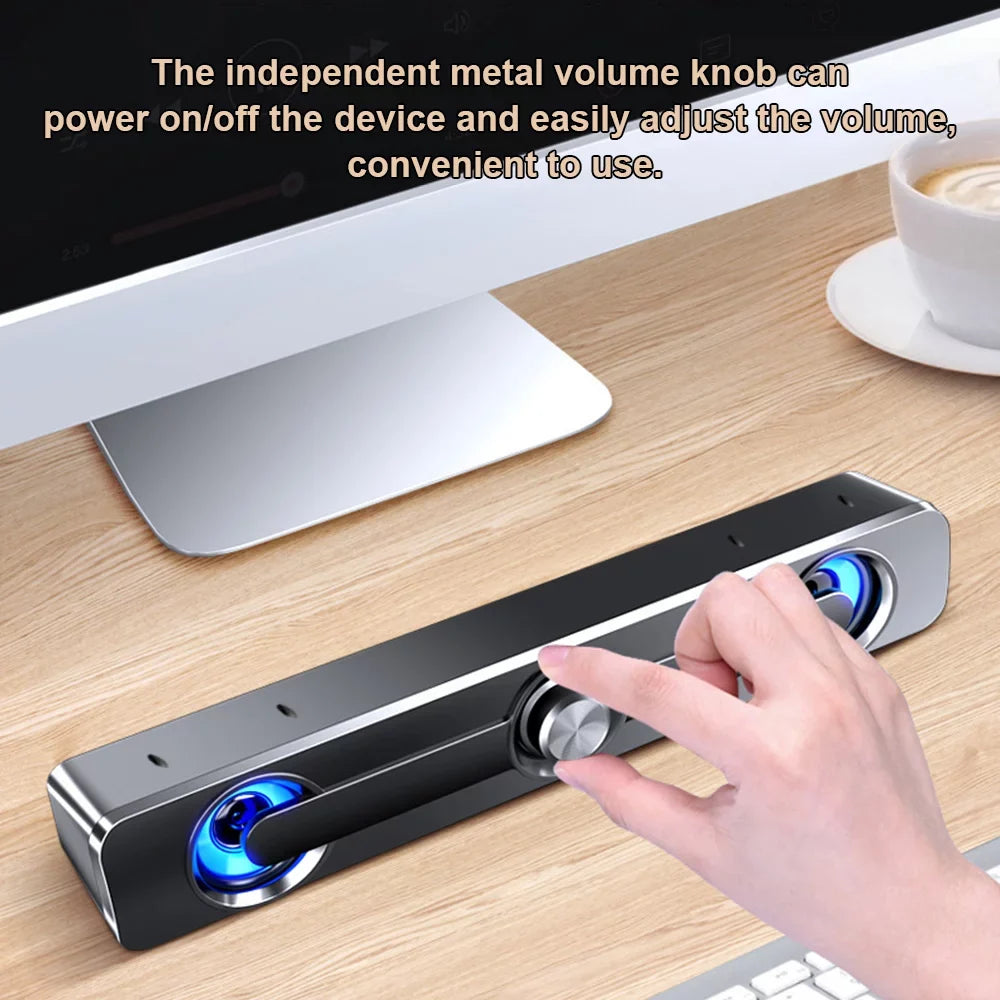 Carevas V-111 Computer Speaker USB Wired Powerful Bar Stereo Subwoofer Bass Speaker Surround Sound Box for PC Laptop Phone Tablet MP3 MP4
