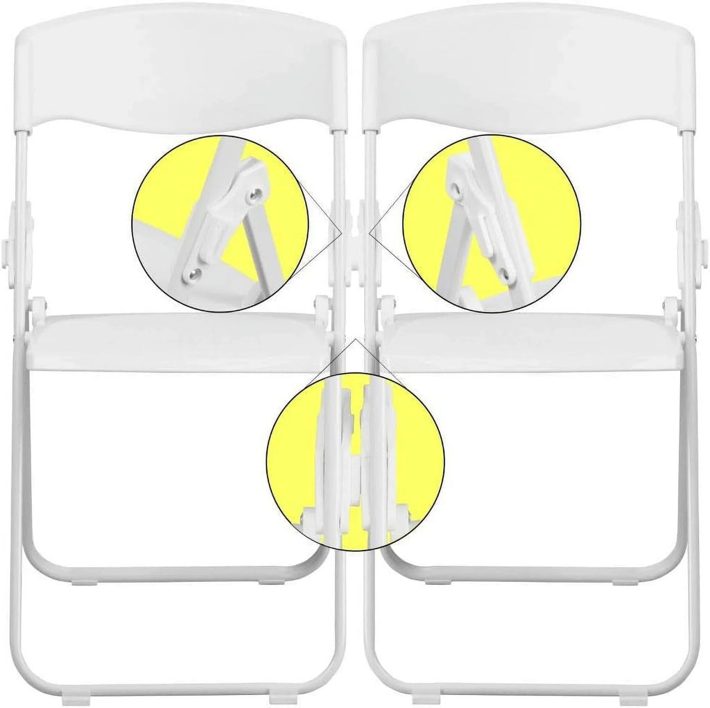 Capacity Heavy Duty White Plastic Folding Chair With Built-In Ganging Brackets. 2 Pack HERCULES Series 500 Lb