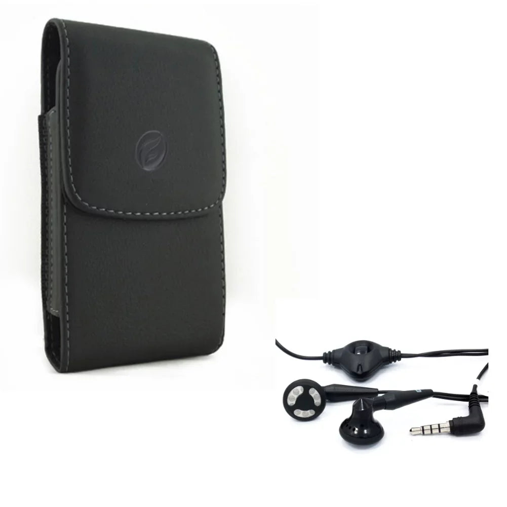 Black Leather Case w Headset OEM 3.5mm Handsfree Earphones L5K for  G6 G8 ThinQ, G7 ThinQ - Motorola One, Moto X4 X Play G7 Play, Droid Maxx 2 - Nokia 8 -  Galaxy S9, S8 S7 Edge