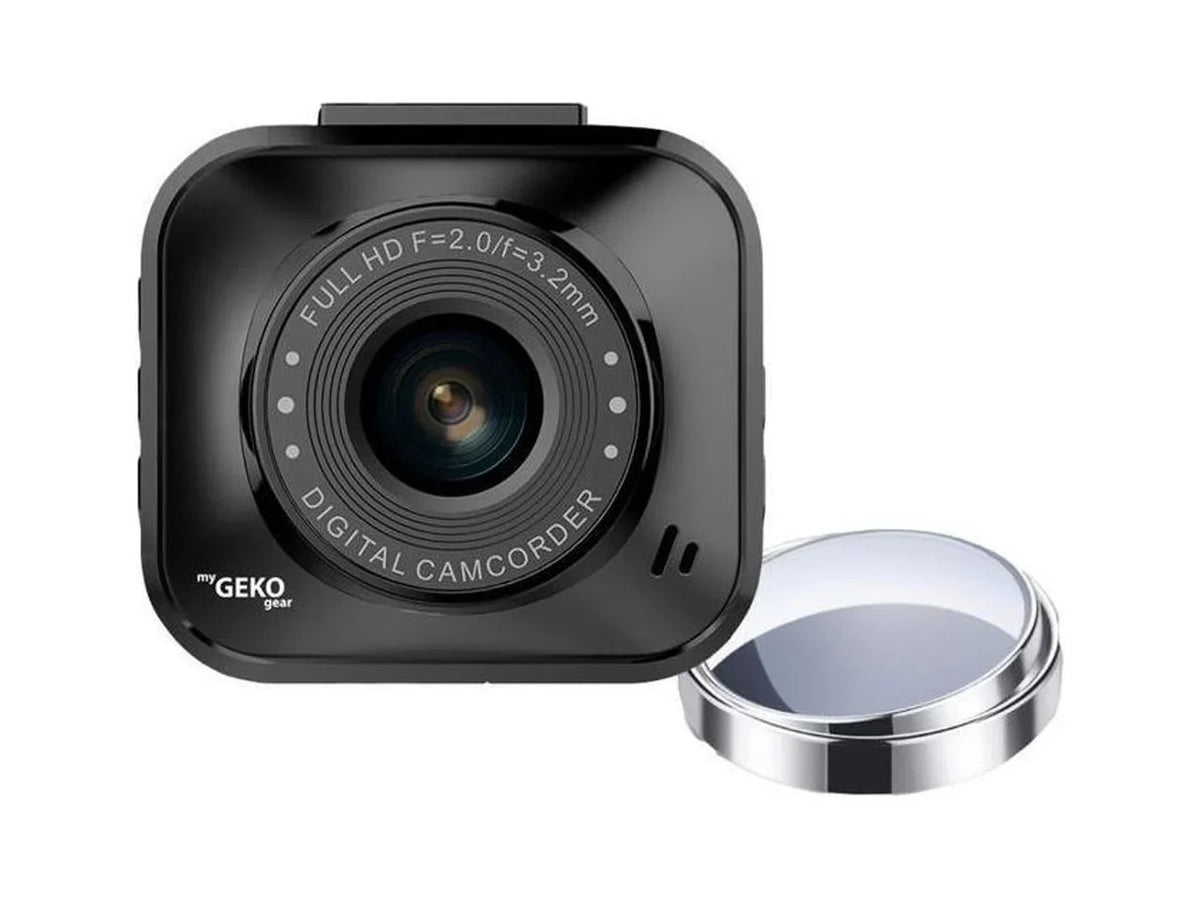 myGEKOgear - Orbit 122 - 1080P Dash Cam, G-Sensor, 8GB MicroSD Card and 2 Blindspot Mirrors Included