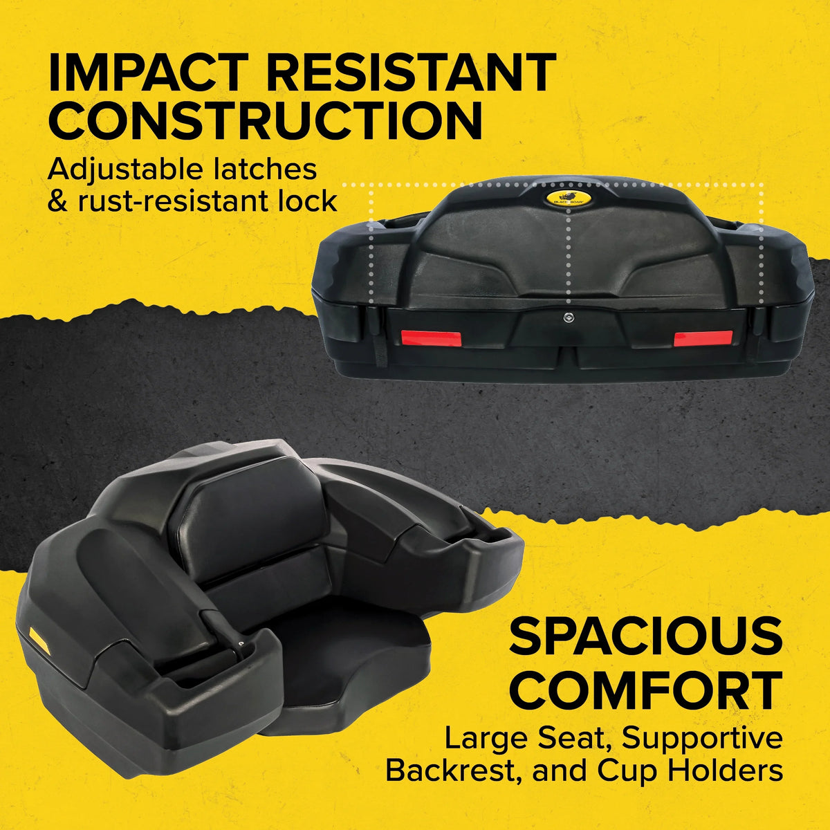 Camco Black Boar ATV/UTV Rear Storage Box and Lounger | Features a Lockable liquid-immune Storage Box, an Impact-immune Design, and a Soft Comfortable Seat Cushion (66010)