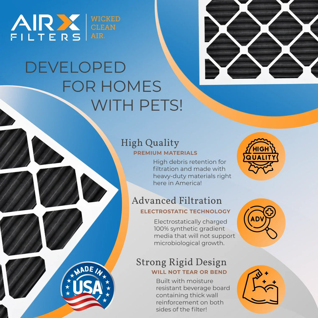 6 Pack. 14x24x1 Air Filter Odor Eliminator Carbon Filter MERV 8 Comparable to MPR 700 & FPR 5 AC HVAC Premium USA Made 14x24x1 Furnace Filters by AIRX FILTERS WICKED CLEAN AIR