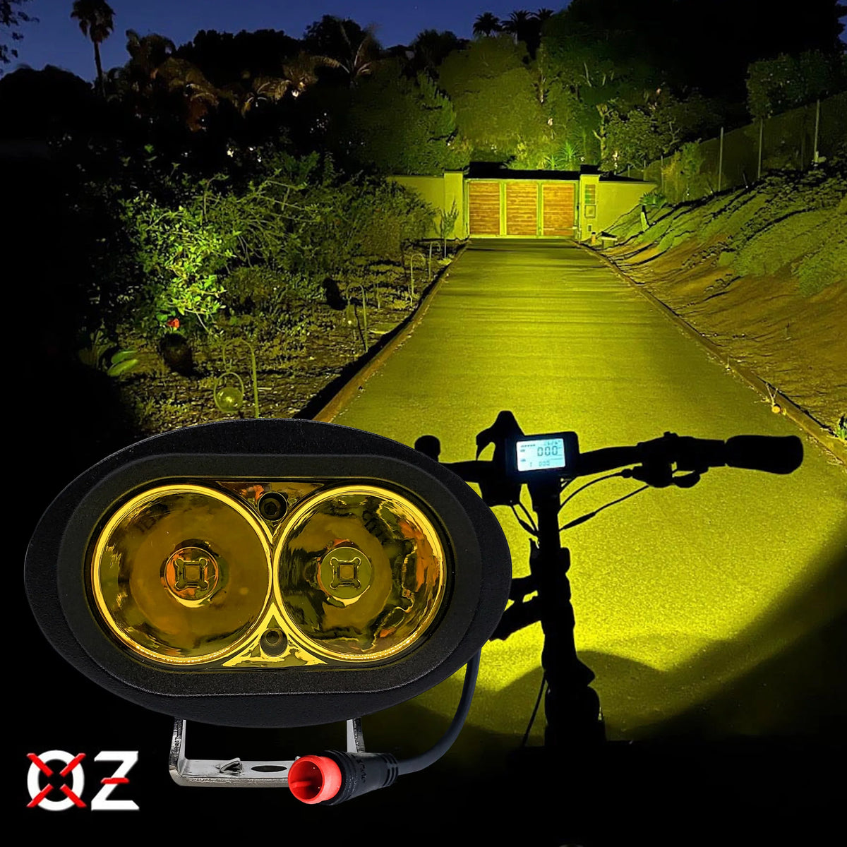 OZ-USA E-bike High Output LED Headlight Neon Yellow appropriate with Vamoose Mammoth Rad Power Bikes RadMini RadRover RadExpand RadRunner