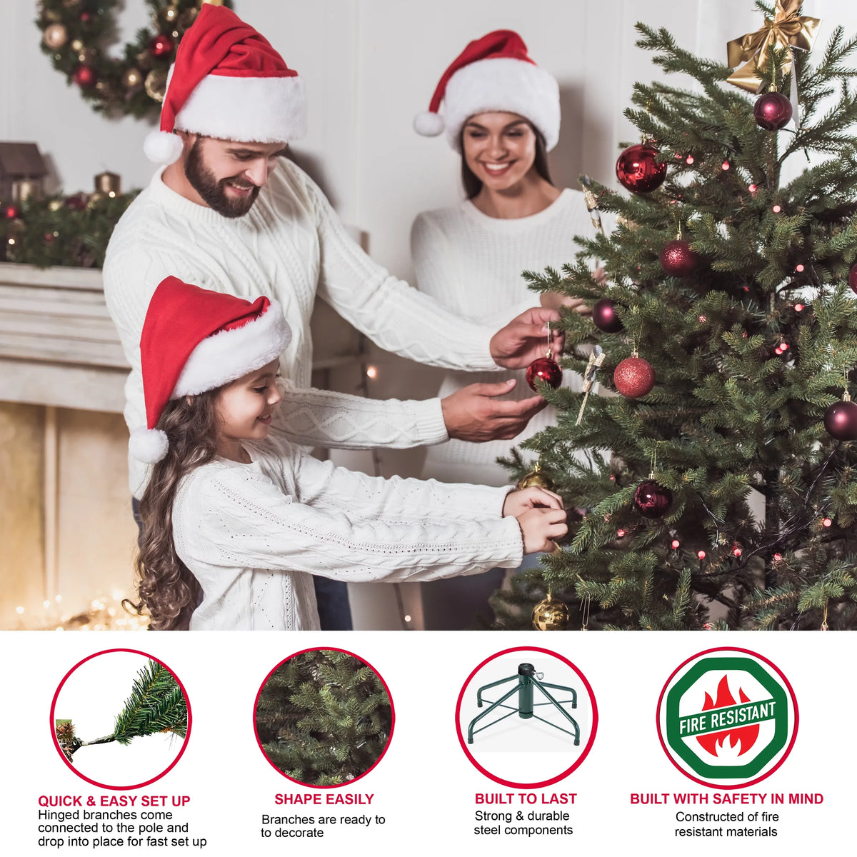 Pre-lit Slim Fraser Fir Artificial Christmas Tree 800 UL listed Clear Lights. 9 ft