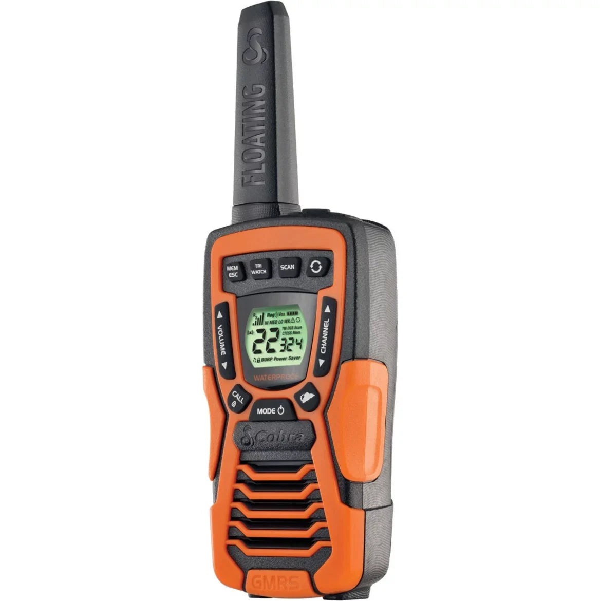 COBRA ACXT1035R FLT Floating Walkie Talkies- Waterproof, Rechargeable, Long Range up to 37-Mile Two Way Radio with NOAA elements Alert & VOX ( 2 Pack )