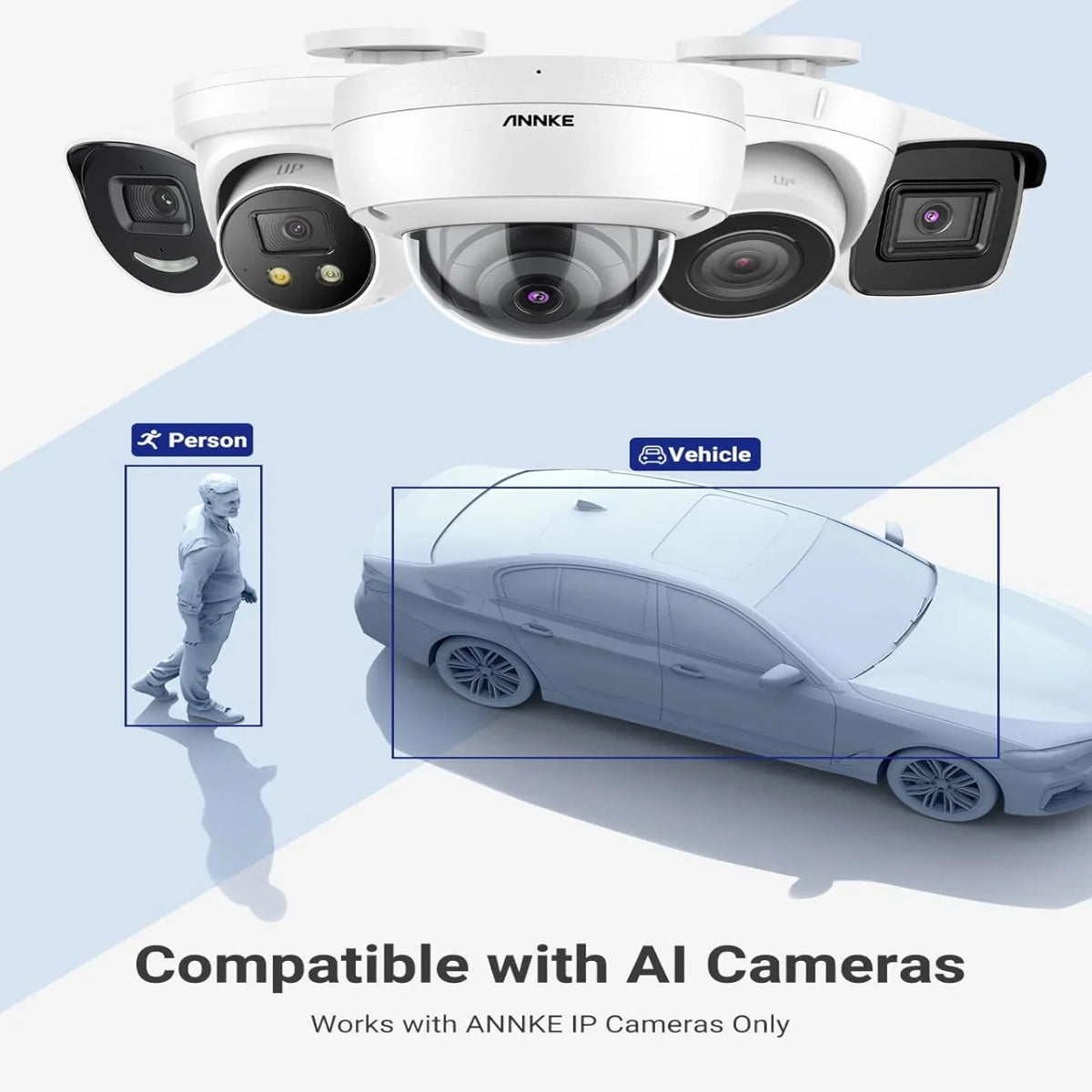 ANNKE 4K 8CH H.265+ PoE Network Video Recorder, Max 160 Mbps Outgoing Bandwidth, 2CH 4K Decoding Capability, Supports ANNKE AI Cameras, Remote Access, Dual Hard Drive Bays, No Hard Drive