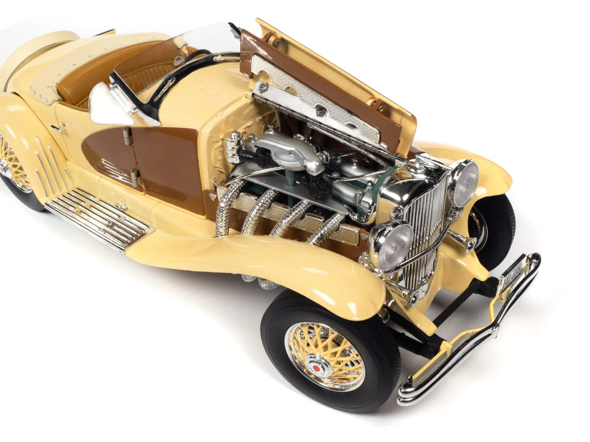 1935 Duesenberg SSJ Speedster Yukon Gold and Chocolate Brown 1/18 Diecast Model Car by Auto World