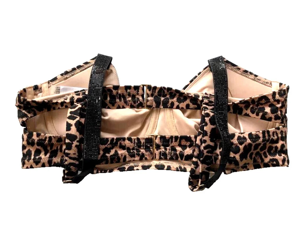 Victoria’s Secret Swim Bikini Top Shine Strap Animal Print Wicked Size 38D NWT