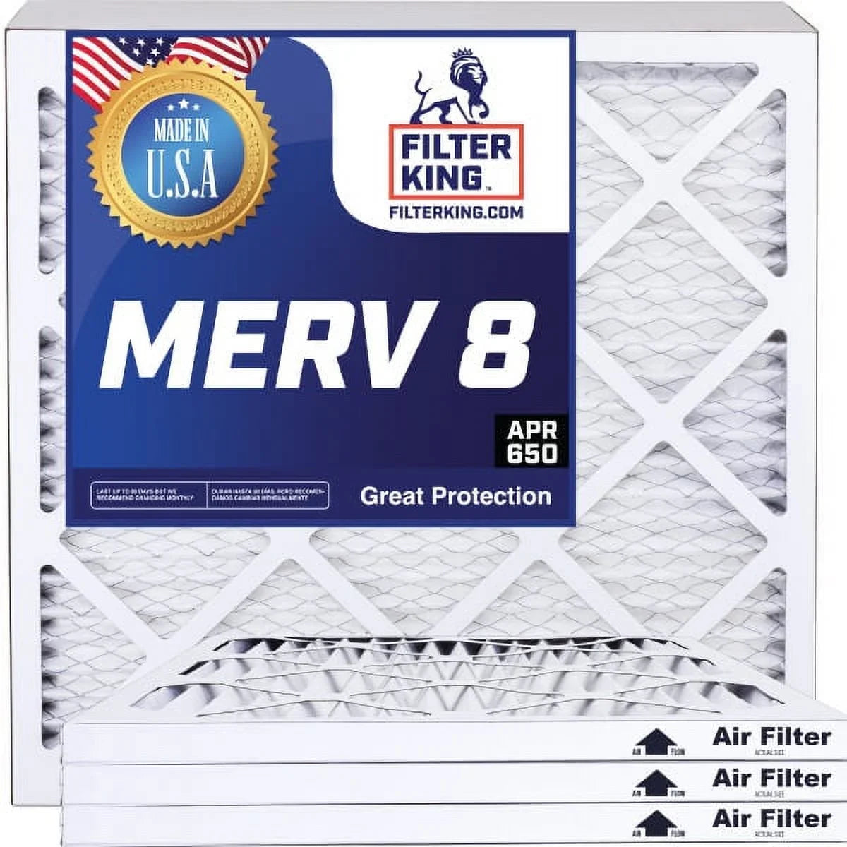 Filter King 5x11x1a Air Filter | 4-PACK | MERV 8 HVAC Pleated A/C Furnace Filters | MADE IN USA | Actual Size: 5 x 11 x .75"