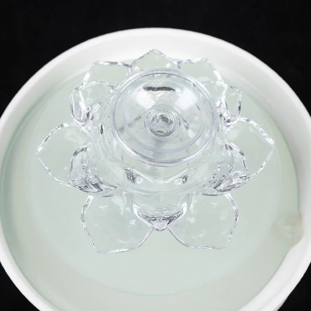 Desktop moisture Fountain, Teahouse Desktop White Crystal Lotus Fountain Ornament Flowing liquid Decor Office Waterfall Tabletop Fountain