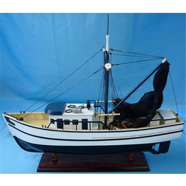 x 5in.. x 19in. Old Modern Handicrafts  Shrimp ship Model craft - Natural Wood 25in