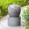 19.5x19.5x32.5" Heavy Outdoor Cement Fountain Antique Gray, Cute Unique Urn Design aqua feature For Home Garden, Lawn, Deck & Patio