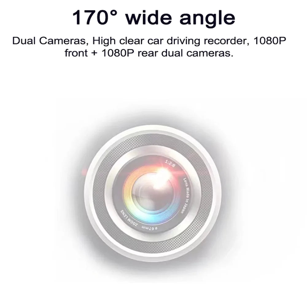 9.66 Inch Touchscreen Dual Camera DVR Dash Cam - 1080P Front & Rear Driving Recorder - Wide Angle Support, Night-Vision, Parking Monitor, Motion Detection - Collision Locking Loop