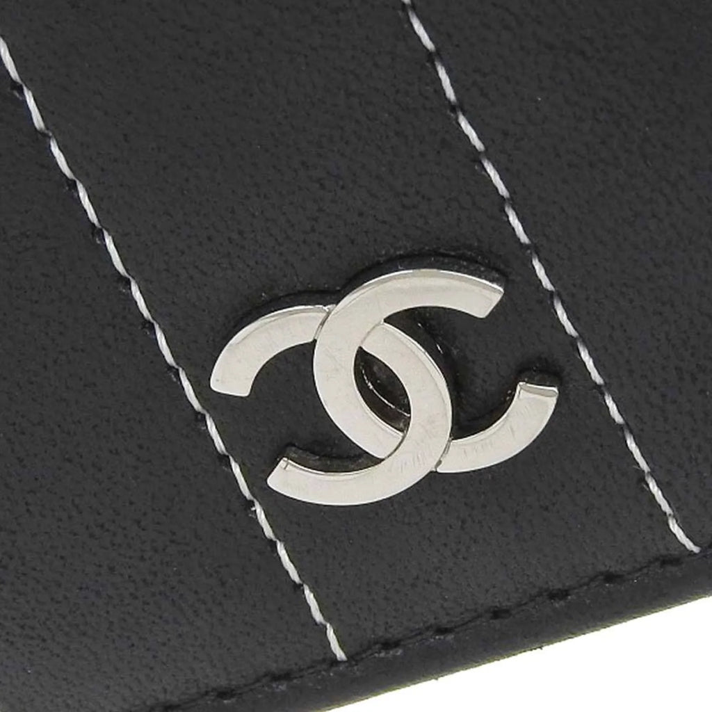 10 A30043 (Good). Pre-Owned Chanel CHANEL Mademoiselle Line Coco Mark Logo Stripe Long Wallet No