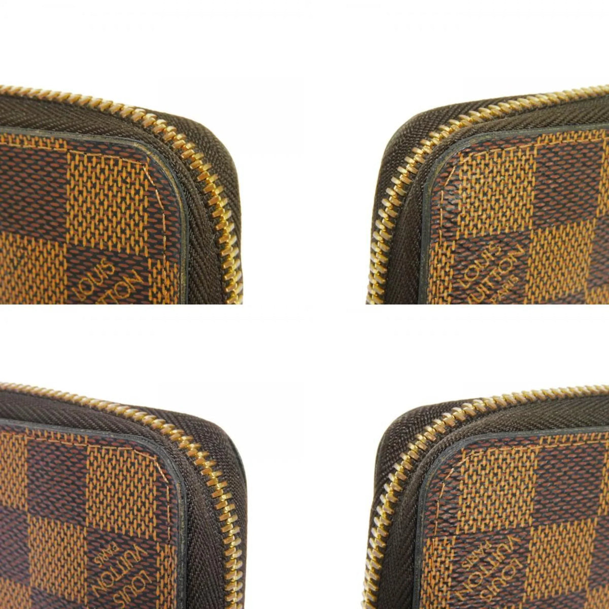Pre-Owned LOUIS VUITTON Long Wallet Zippy Logo Brown New Round Zipper Checkered Pattern Vuitton Damier Ebene N41661 Men's Women's (Good)