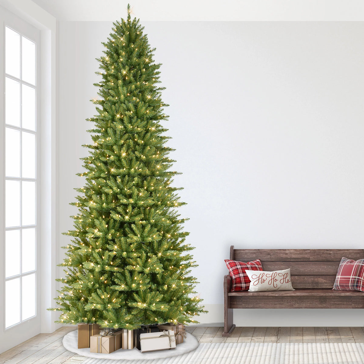 Pre-lit Slim Fraser Fir Artificial Christmas Tree 800 UL listed Clear Lights. 9 ft