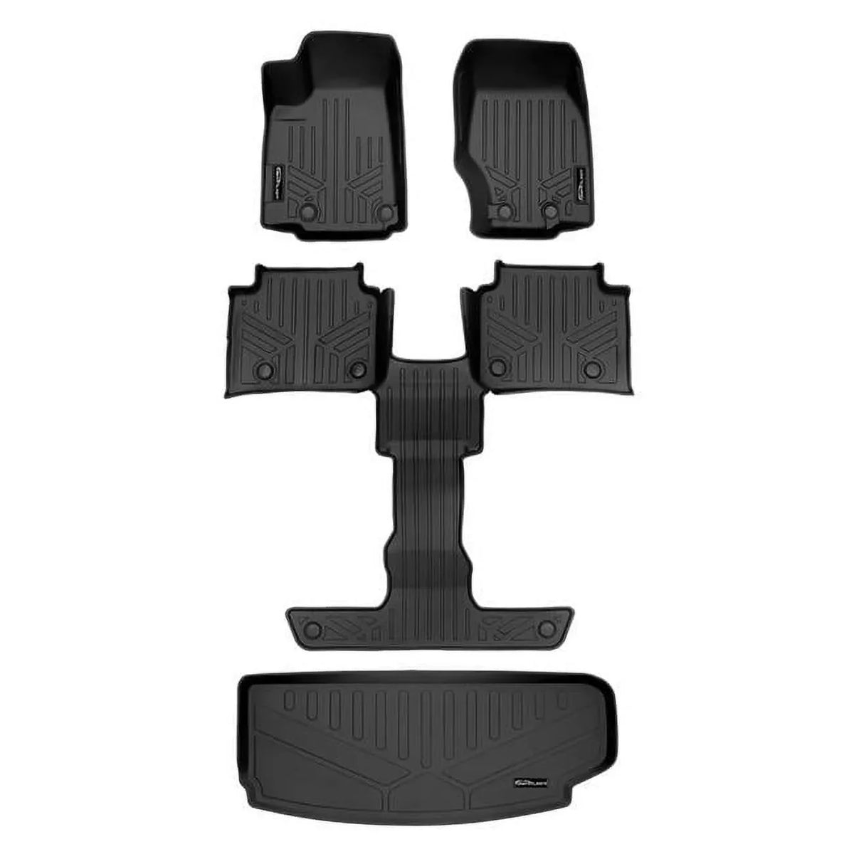 Smartliner SA0568-B0570-E0568 All atmospheric conditions Custom Fit Black 3 Row & Cargo Liner Behind the 3rd Row Floor Mat Liner Set for 2021-2023 Jeep Grand Cherokee L, Black