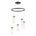 Woodbridge Lighting Tanner 25" 5-Light LED Opal Bullet Chandelier in Bronze