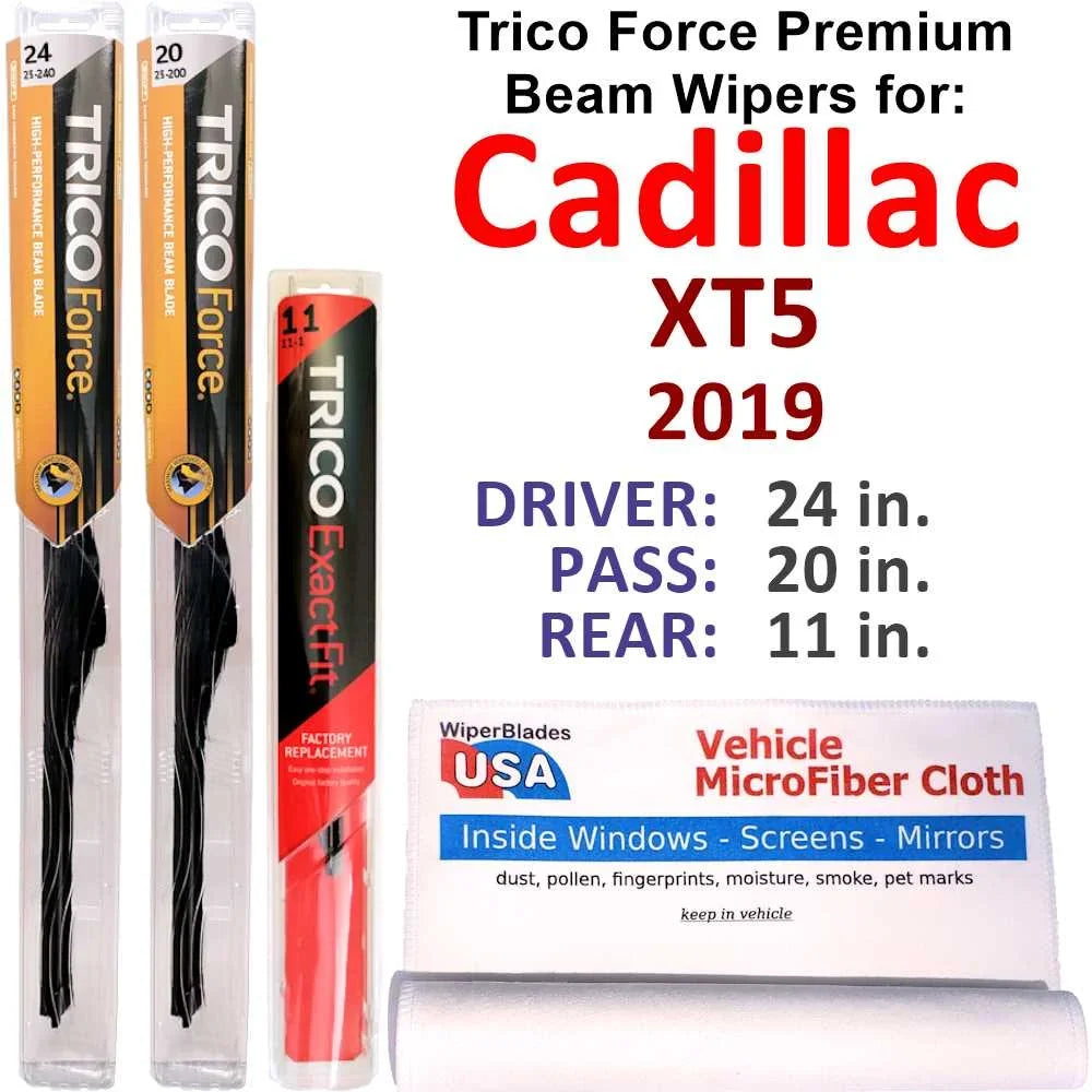 2019 Cadillac XT5 Performance Beam Wipers (Set of 3) w/Rear Wiper