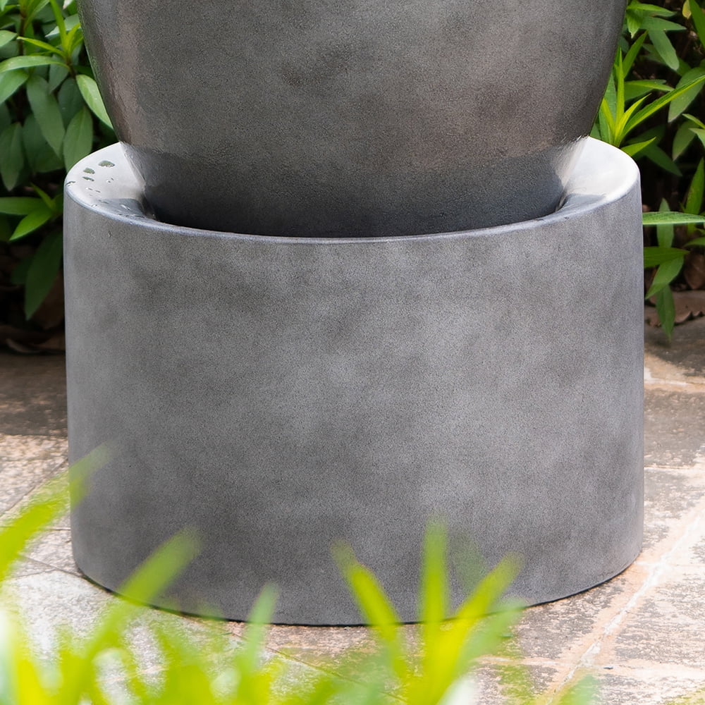 19.5x19.5x32.5" Heavy Outdoor Cement Fountain Antique Gray, Cute Unique Urn Design aqua feature For Home Garden, Lawn, Deck & Patio