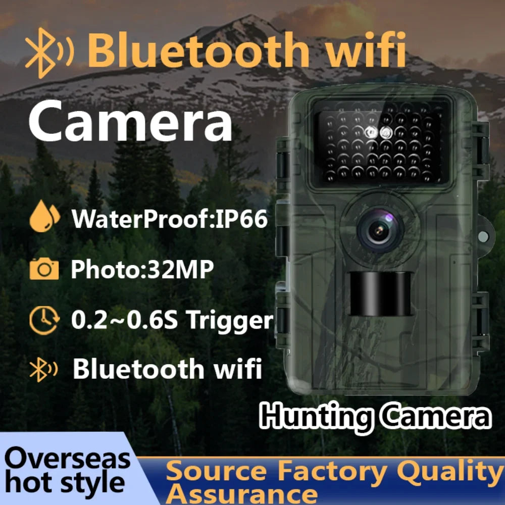 Wildlife Hunting Camera 32MP 4K HD Activated Trail Hunting Camera WIFI Bluetooth Waterproof Wifi Hunting Camera Outdoor IR Night Vision Motion