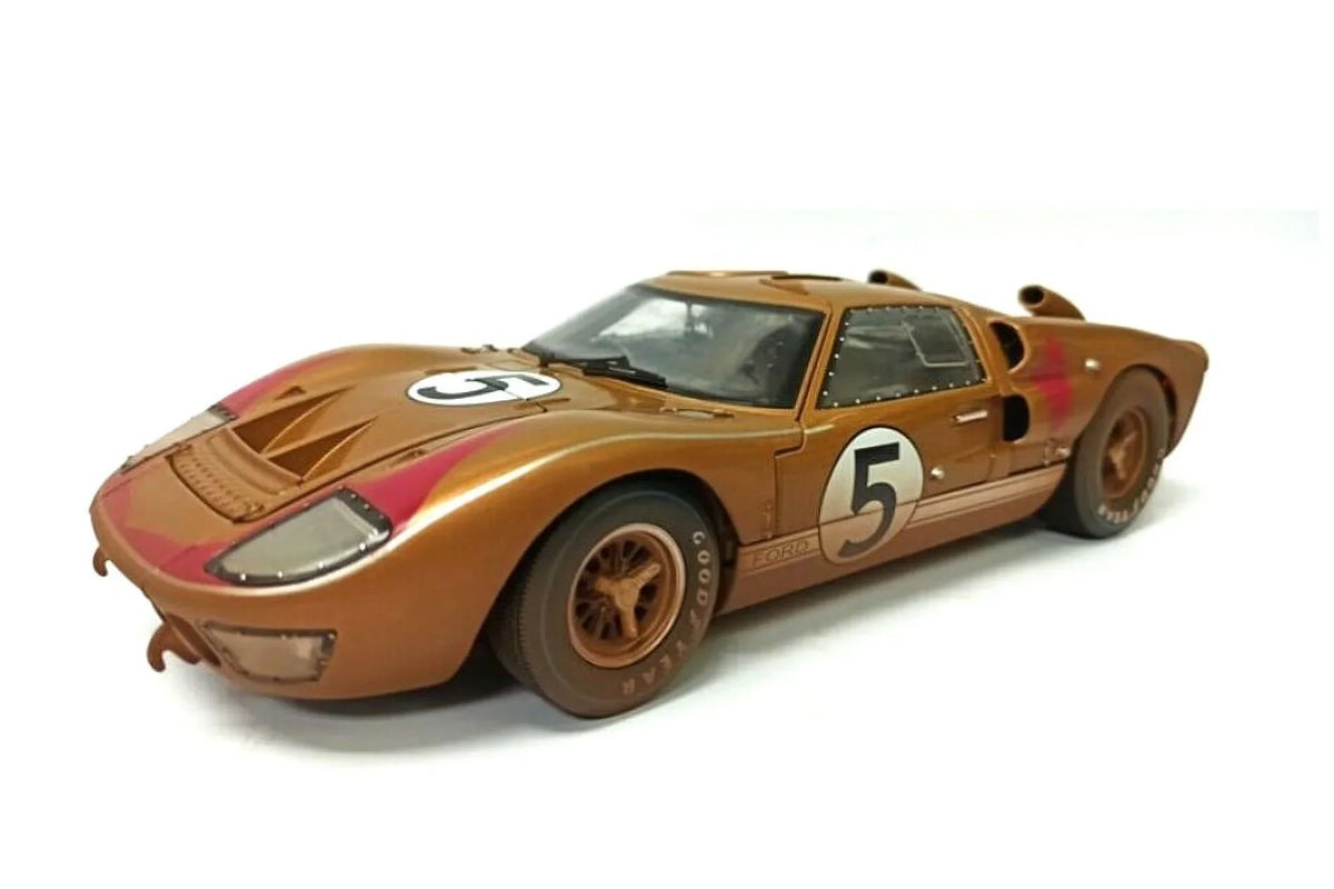 Diecast Car w/Display Case - 1966  GT-40 MK II #5 After Race (Dirty Version), Gold - Shelby Collectibles SC430G - 1/18 scale Diecast Model Toy Car