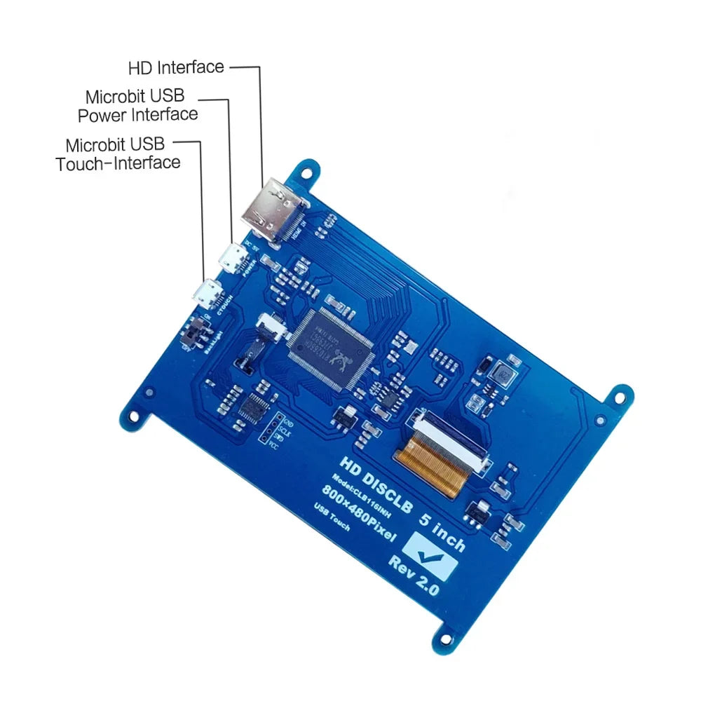 moobody 5 Inch  Capacitive Touchscreen Display 800*480 Resolution Small Portable  with USB  Interface appropriate with Raspberry Pi Tool