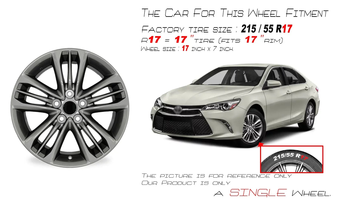 Velospinner Alloy 17" x 7" Automotive Rim Brand New Single 15 spoke Wheel for  Camry 2015 - 2017 Grey OEM superior Replacement 75171