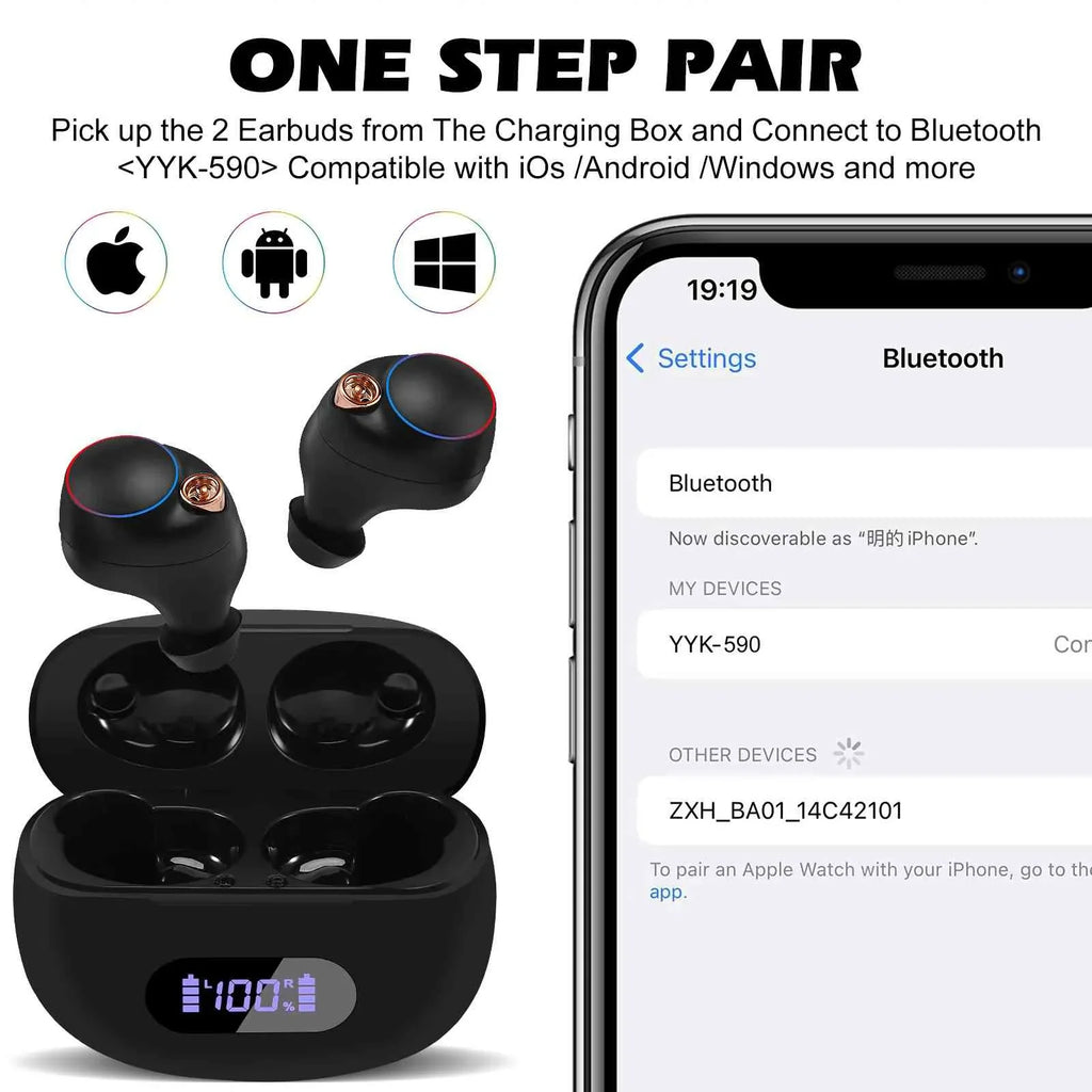 UrbanX True Wireless Bluetooth Earbuds + Charging Case, Black, Dual Connect, IPX5 moisture Resistance, Bluetooth 5.2 Connection, Balanced, Bass Boost appropriate with  Tab M8 (HD)
