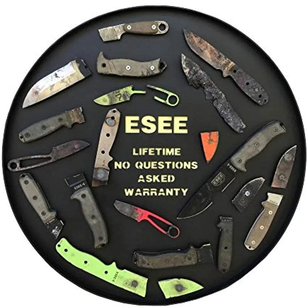 ESEE 5S-E Fixed Blade Knife Black Serrated 1095 Carbon Steel & Natural Micarta Knives