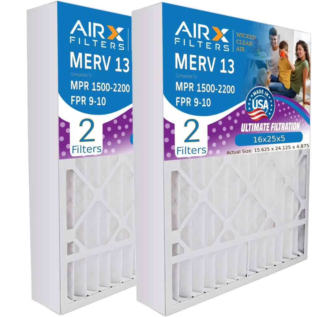 16x25x5 Air Filter MERV 13 Comparable to MPR 1500 - 2200 & FPR 9 appropriate with ReservePro 4511 Premium USA Made 16x25x5 Furnace Filter 2 Pack by AIRX FILTERS WICKED CLEAN AIR.
