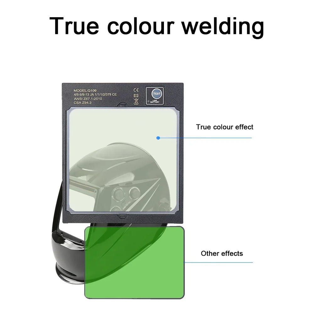 Yabuy Solar Charging Automatic Dimming Welding Large View True Color Welding Facemask 130℃ High Temperature immune Auto Darkening Facemask for Arc Welding Grinding Cutting