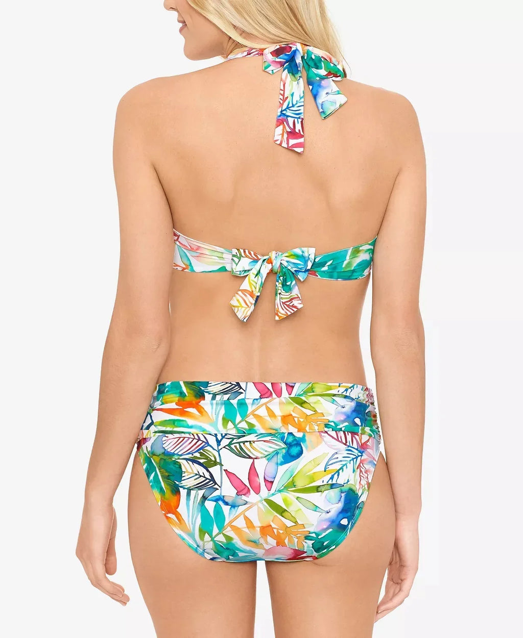 Ralph Lauren TROPICAL CARIBBEAN Shirred-Band Hipster Bikini Swim Bottom, US 14