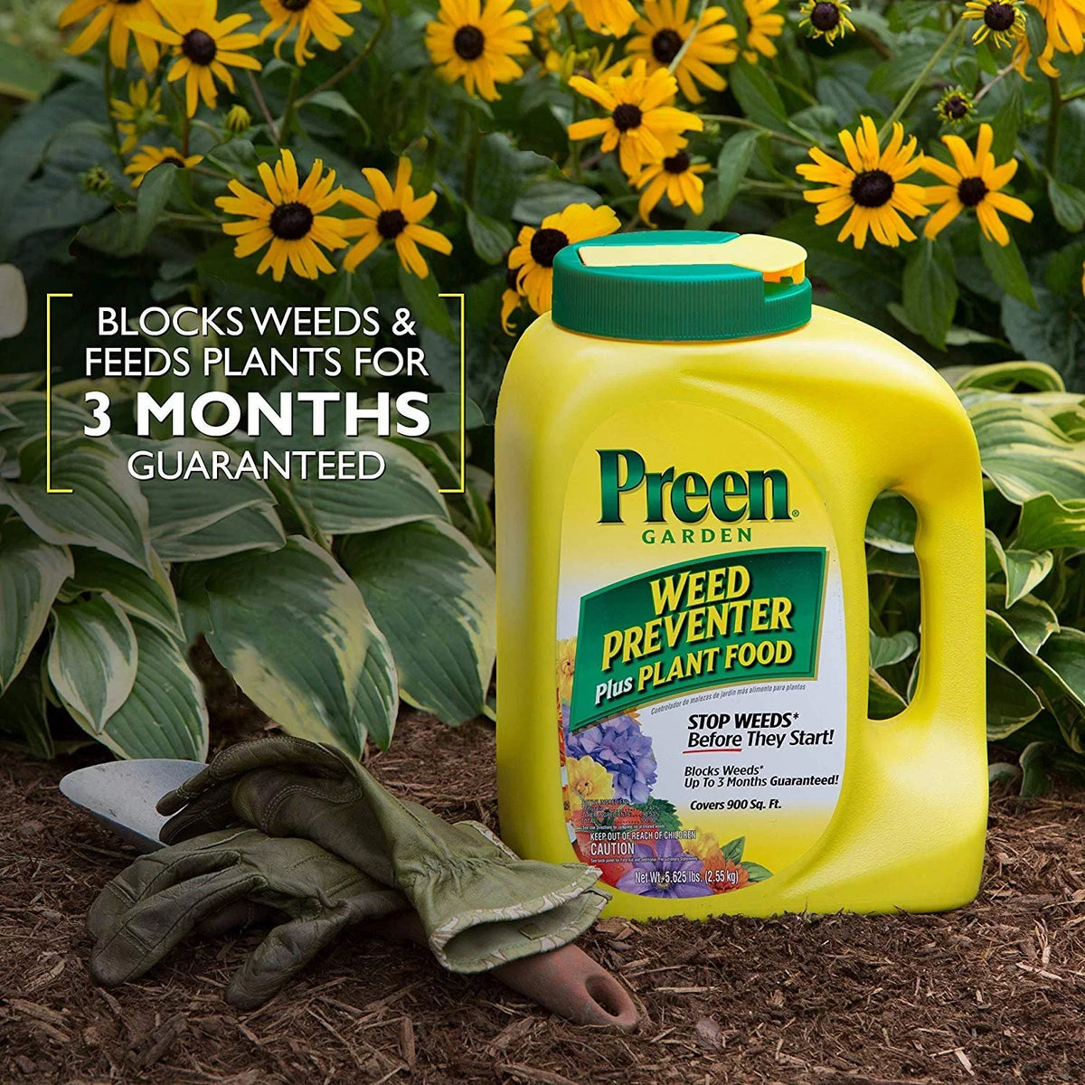 ft.. - Covers 900 sq. Preen 2164108 Garden Weed Preventer + Plant Food - 5.625 lb