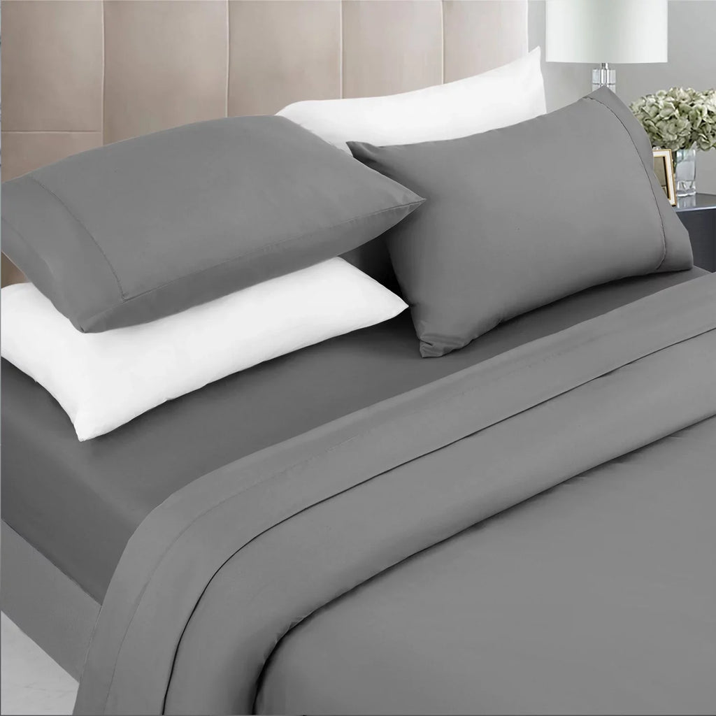 Sonoro Kate 1000 Thread Count 100% Egyptian Cotton Bed Sheet Set, Deep Pocket 4-Piece Cotton Sheet, Queen, Dark Gray