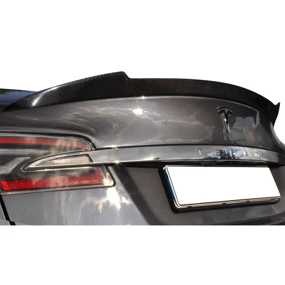 Ikon Motorsports matching with 12-23 Tesla Model S H Style Rear Trunk Spoiler Wing - Carbon Fiber CF 2012 2013 2014 2015 2016 2017 2018