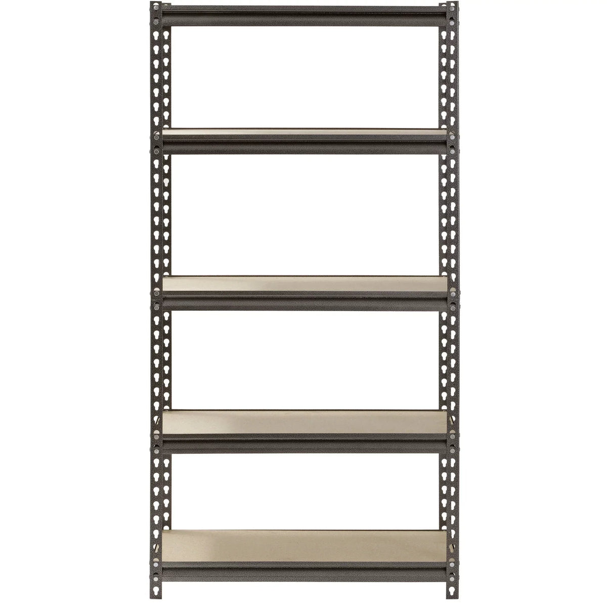 Capacity per Shelf; Silver. Muscle Rack 30"W x 12"D x 60"H 5-Shelf Steel Freestanding Shelves, 500 lbs