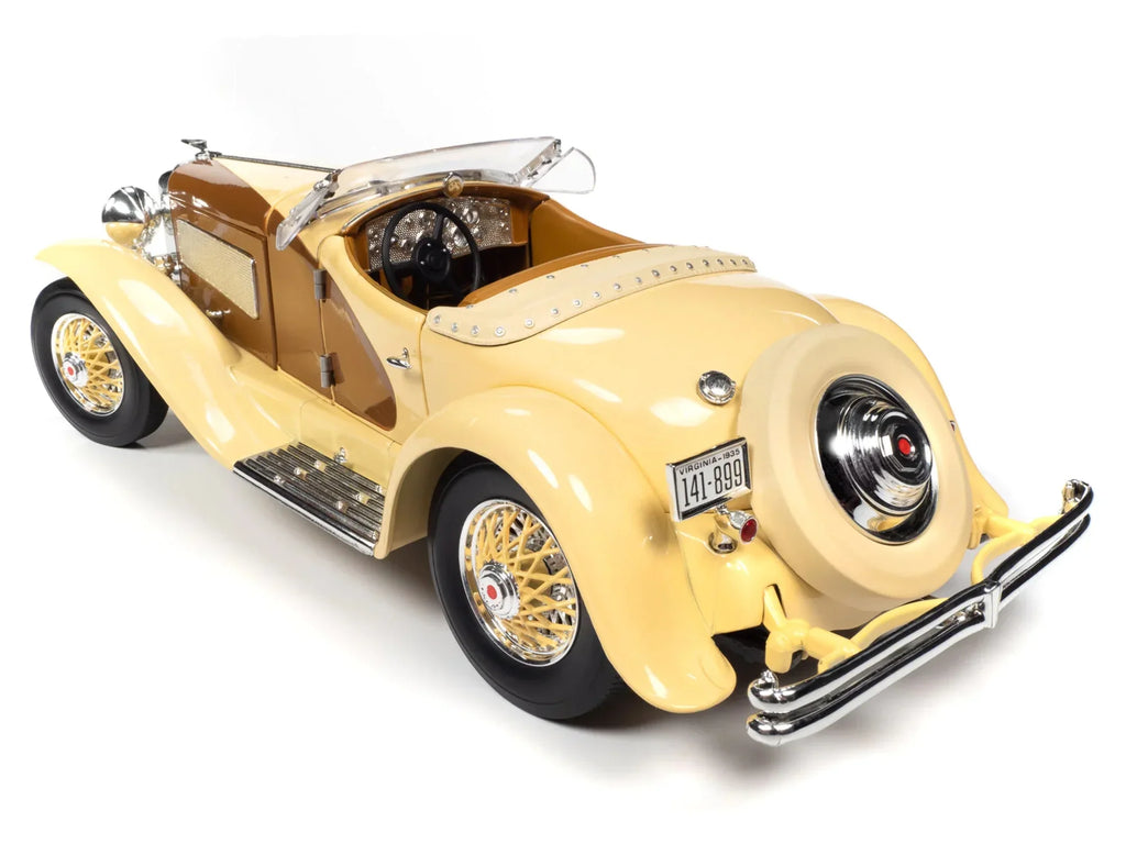 1935 Duesenberg SSJ Speedster Yukon Gold and Chocolate Brown 1/18 Diecast Model Car by Auto World