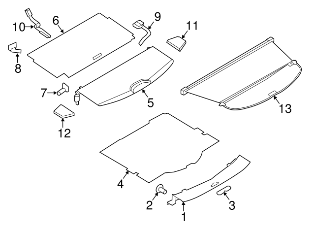 Genuine Nissan Rogue Side shield Luggage Floor Right OE (2015-2020) 849B65HA0B