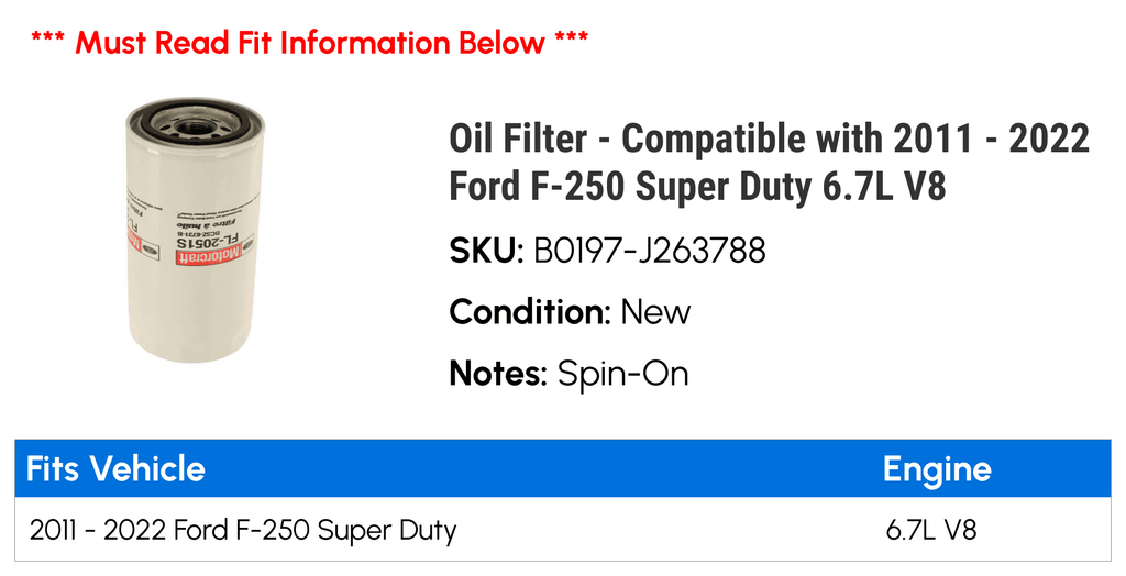 Filter - appropriate with 2011 - 2022  F-250 Super Duty 6.7L V8 2012 2013 2014 2015 2016 2017 2018 2019 2020 2021