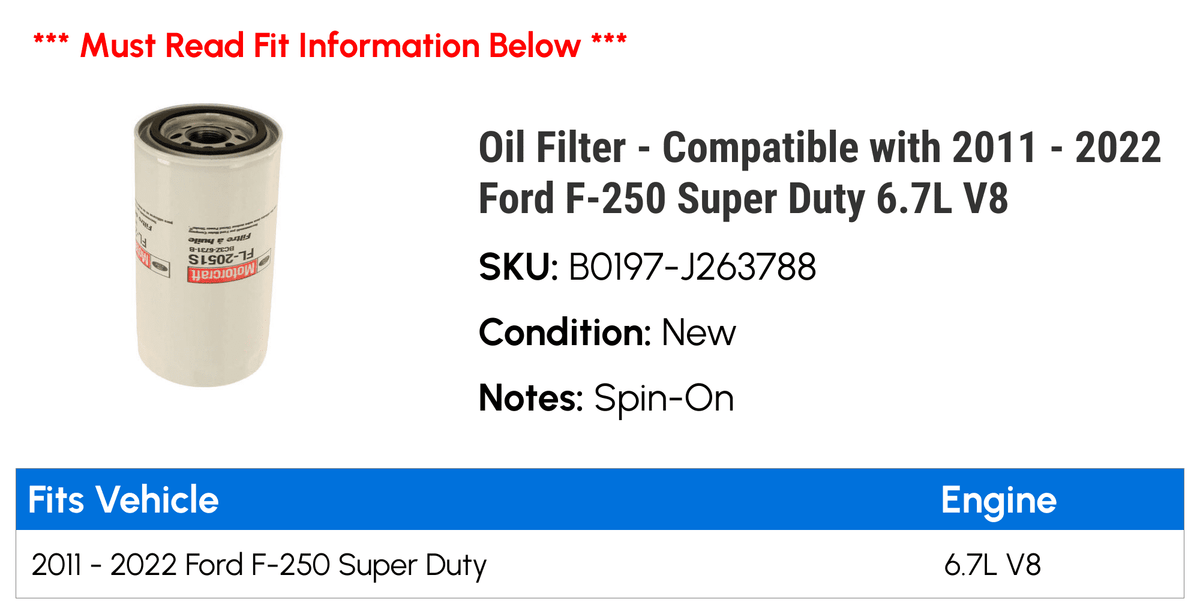 Filter - appropriate with 2011 - 2022  F-250 Super Duty 6.7L V8 2012 2013 2014 2015 2016 2017 2018 2019 2020 2021
