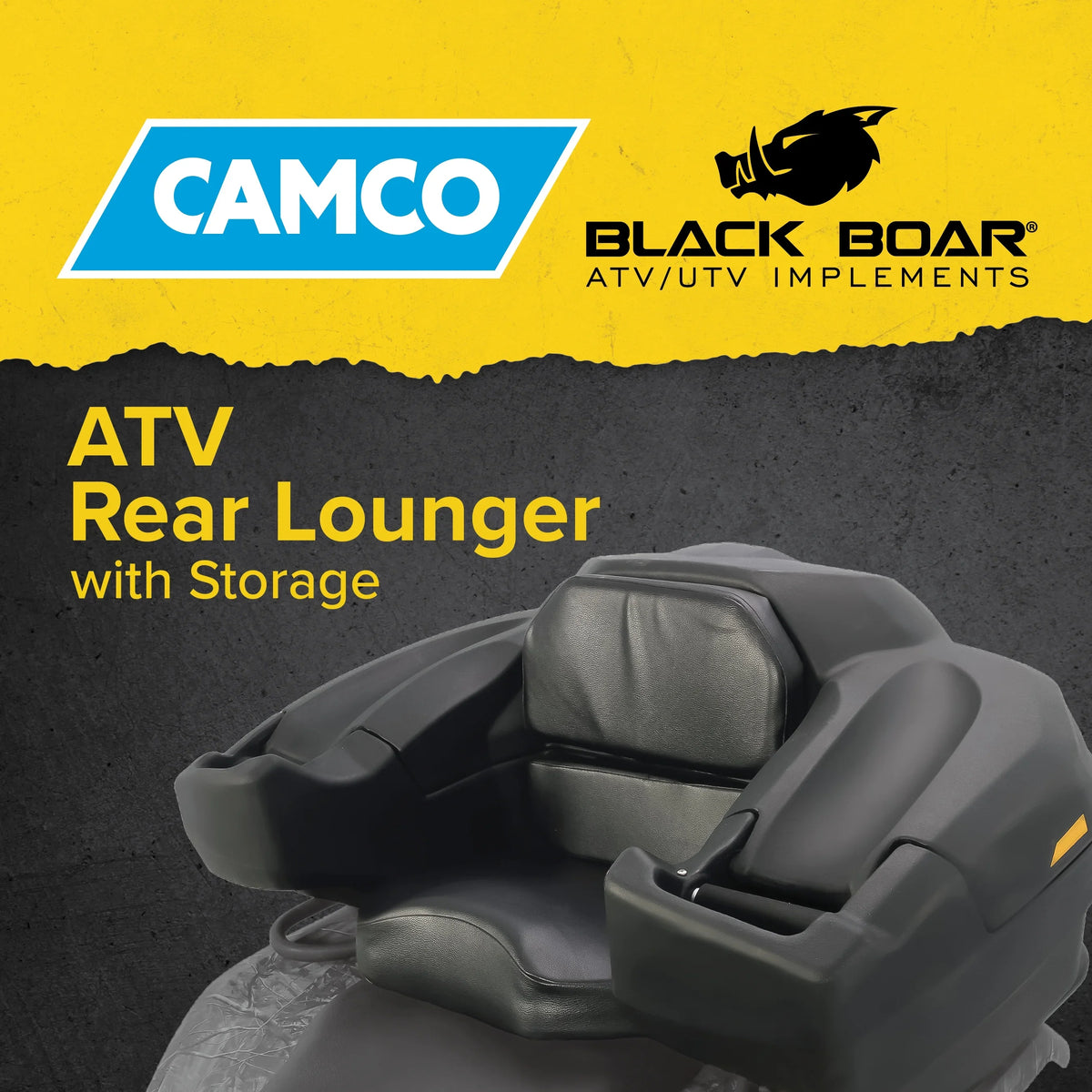 Camco Black Boar ATV/UTV Rear Storage Box and Lounger | Features a Lockable liquid-immune Storage Box, an Impact-immune Design, and a Soft Comfortable Seat Cushion (66010)
