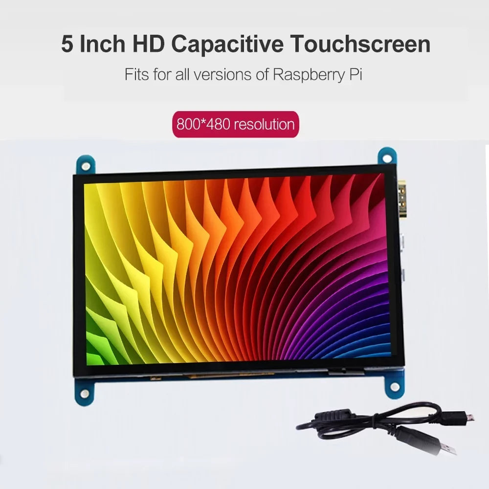moobody 5 Inch  Capacitive Touchscreen Display 800*480 Resolution Small Portable  with USB  Interface appropriate with Raspberry Pi Tool